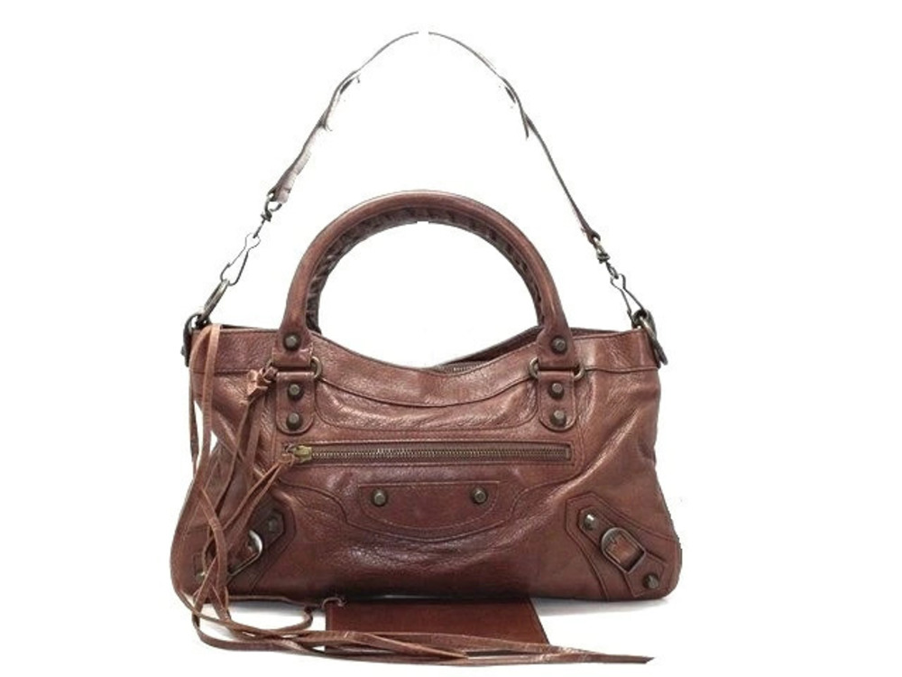 Balenciaga The First Shoulder Bag Brown Leather
